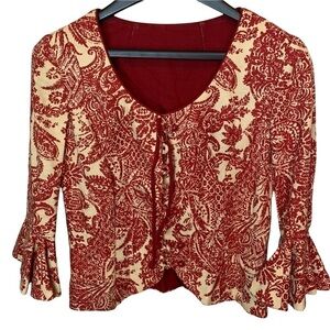 Vintage Blazer Sue Brett 1970’s Top Jacket Ruffle Flare Bell Sleeve